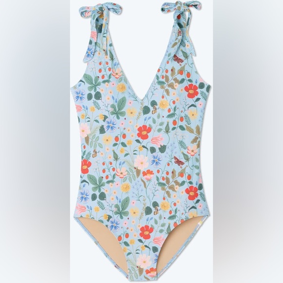 Summersalt x Rifle Paper Co Floral V-Neck One Piece size 16 - Picture 1 of 8
